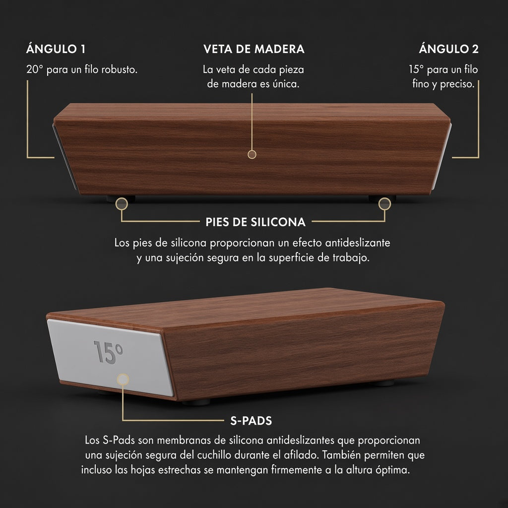 EdgeCraft Pro — Bloque Afilador de Cuchillos con Piedra de Diamante, Ángulo 15°/20°